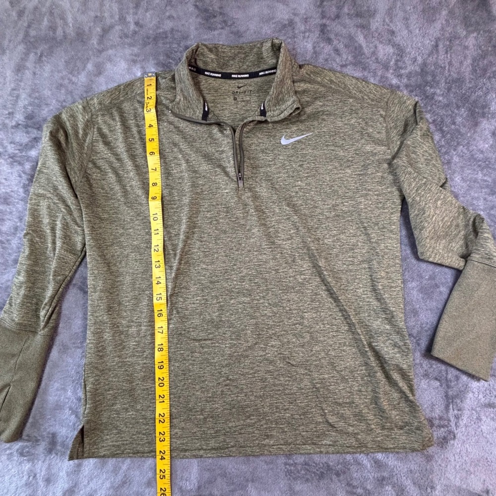 Nike Running Dri-FIT Womens Medium 1/4 Zip Pullover Olive Green Heathered Top - Picture 4 of 10